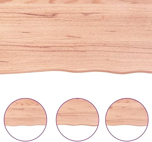vidaXL Treated Solid Oak Wood Table Top | Live Edge | Home and Office Friendly | Light Brown| Dimensions: 39.4'x19.7'x(0.8'-1.6') - Poueer