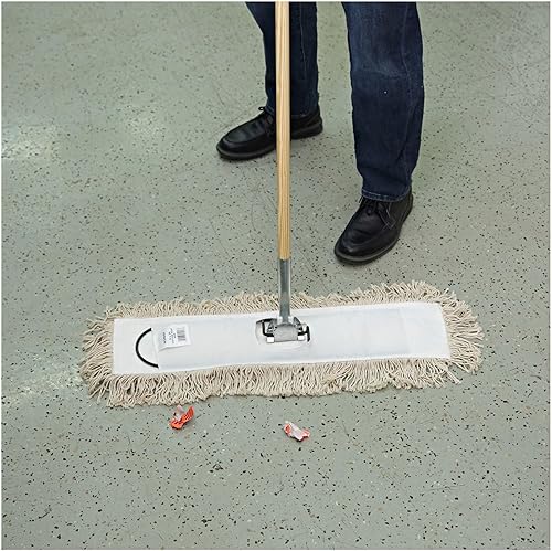 Boardwalk BWKM245C 24 in. x 5 in. Cotton Head 60 in. Wood Handle Cotton Dry Mopping Kit - Natural (1-Kit) - Poueer