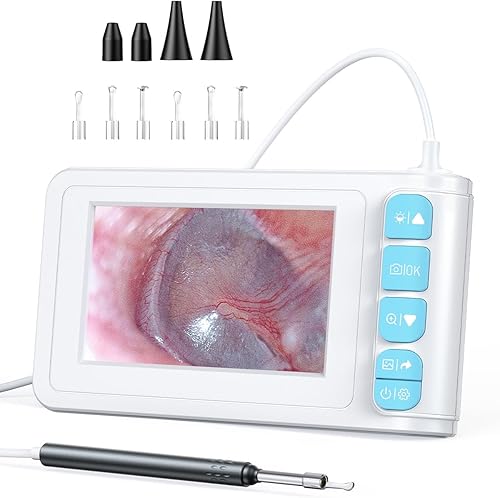 4.3 Inch IPS Digital Otoscope - Ear Wax Removal Tool Camera with Light, Supports Photo Snap and Video Recording - Poueer
