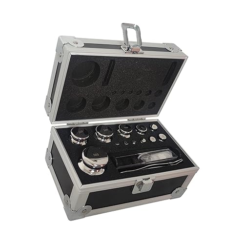 F1 Calibration Weight Kit, High Precision 1mg-500g Weights, 25 Pcs 304 Stainless Steel Weights with Aluminium Alloy Box for Lab Education - Poueer