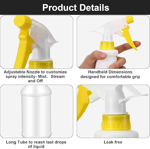 Gerrii 12 Pcs Plastic Spray Bottles with Adjustable Nozzle and Label for Cleaning 24 oz Anti Leak HDPE Spraying Bottles Empty Water Squirt Bottle (Red) - Poueer