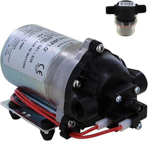 Shurflo 8000-541-236 Automatic-Demand 12V Diaphragm Pump with Shurflo 255-568 Strainer (Bundle, 2 Items) - Poueer