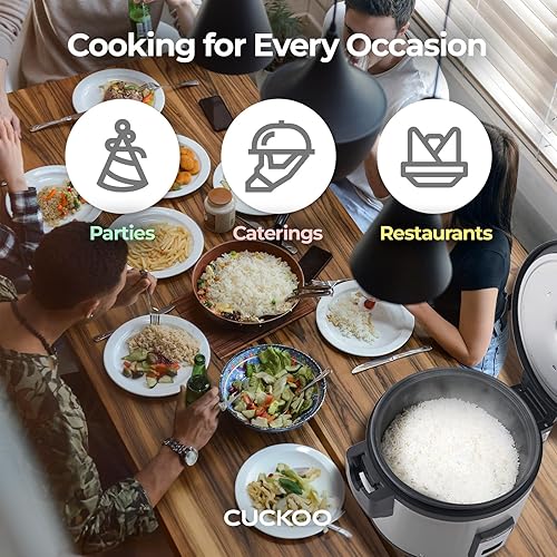 CUCKOO CR-3055 30-Cup (Uncooked) / 60-Cup (Cooked) Large Capacity Commercial Rice Cooker & Warmer with Nonstick Inner Pot, Switch Press (Silver/Black) - Poueer