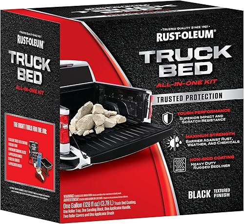 Rust-Oleum 382628 Automotive All-In-One Truck Bed Coating Kit, Gallon, Textured Black - Poueer