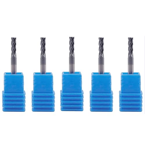 BestParts High Performance 5pcs 7/16' Solid Carbide Square End Mills, AlTiN Coated, 4 Flute, 30 Degree Helix, 7/16' Cutting Diameter, 7/16' Shank Diameter, 1' Length of Cut, 2-3/4' Overall Length - Poueer