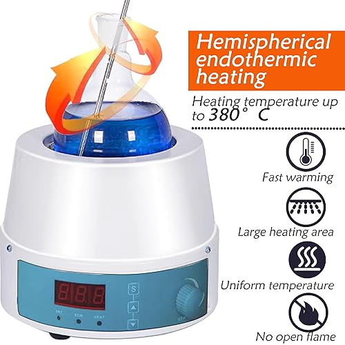 Digital Stirring Heating Mantle 110V 2000ML Lab Thermostatic Heater with Magnetic Stirrer 380℃/500W Digital Display Thermostatic Heating Mantle for Laboratory - Poueer