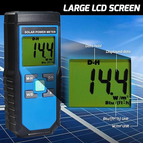 Digital Solar Power Meter BTU W/M2 Tester Handheld Portable - Poueer