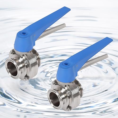 3 Inch Tri Clamp Sanitary Butterfly Valve with Trigger Handle Stainless Steel 304 Tri Clamp Clover (2 Pack 3 Inch Trigger Butterfly Valve) - Poueer