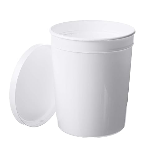 Consolidated Plastics 43900 Round Tub with Cover, HDPE, 80 oz., 10 Piece, White - Poueer