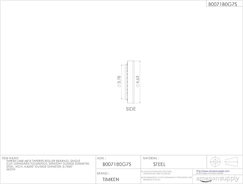 Timken LM814810 Tapered Roller Bearing, Single Cup, Standard Tolerance, Straight Outside Diameter, Steel, Inch, 4.6250' Outside Diameter, 0.7500' Width - Poueer