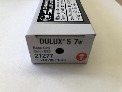 SYLVANIA 20 Pieces 21277 CF7DS/827/ECO Non-Dimmable DULUX 7 Watt 2700K G23 T4 CFL Bulb - Poueer