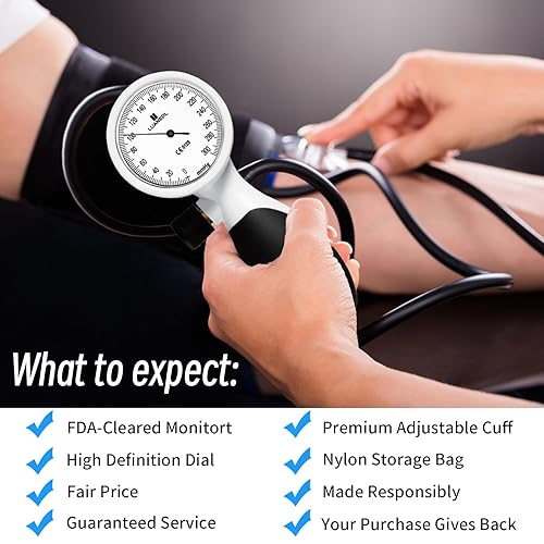 Manual Blood Pressure Cuff Adult 9”-21” Inches (22-53CM) (Large/XL)- Aneroid Sphygmomanometer -Extra Large with Integrated Bulb, Dial and Air Valve, Comfort Cuff | for Clinical or Home Use - Poueer